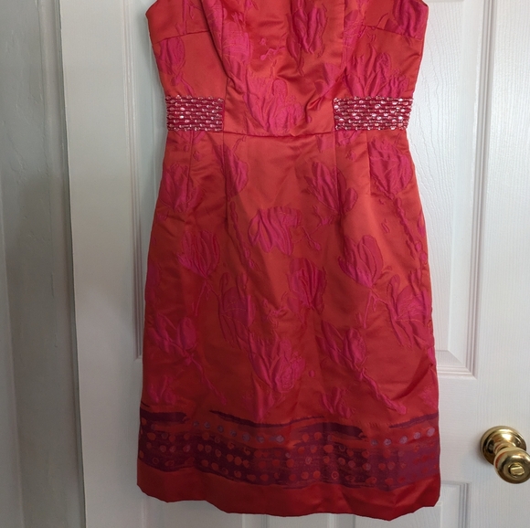 Vintage Rickie Freeman Teri Jon Jacquard Beaded Dress Designer Size 4 - Picture 9 of 10
